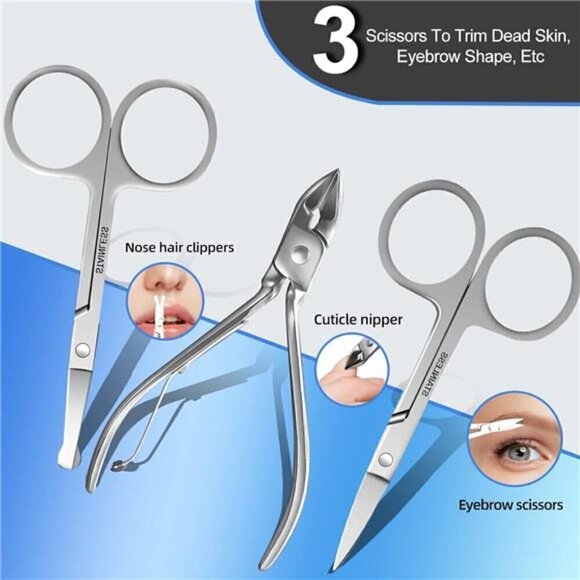 Manicure 30 n 1 Nail Clipper Fingernail Toenail Pedicure Manicure BLACK SILVER - Picture 5 of 7